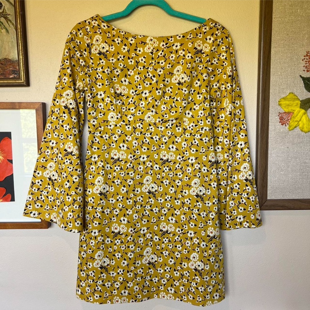 Zara Yellow Floral Dress with Bell Sleeves
